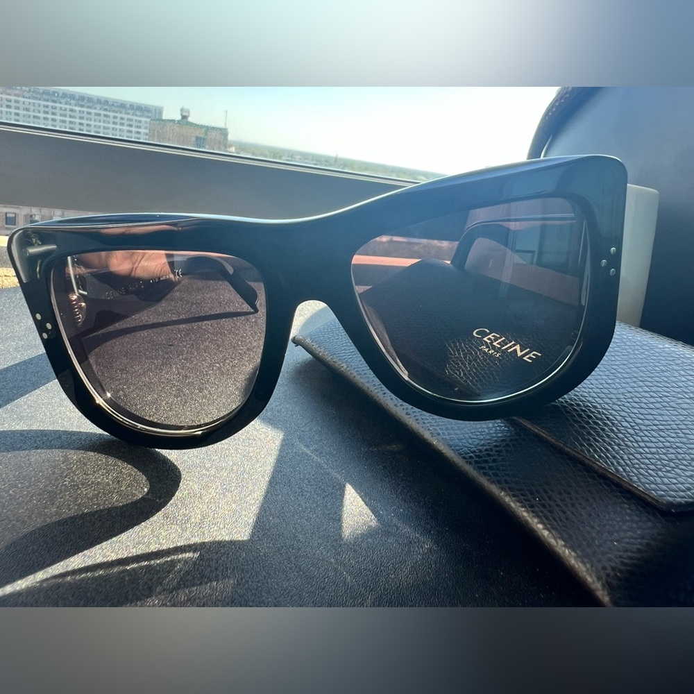 Celine Black Oversized Flat Top sunglasses